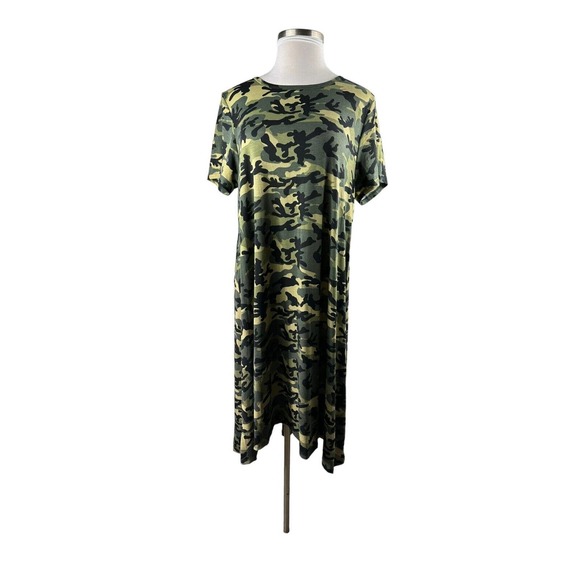 🦄 Lularoe Carly Dress Camouflage Camo Stretch Hi-Lo Short Sleeve Plus Size 3XL - Picture 6 of 8